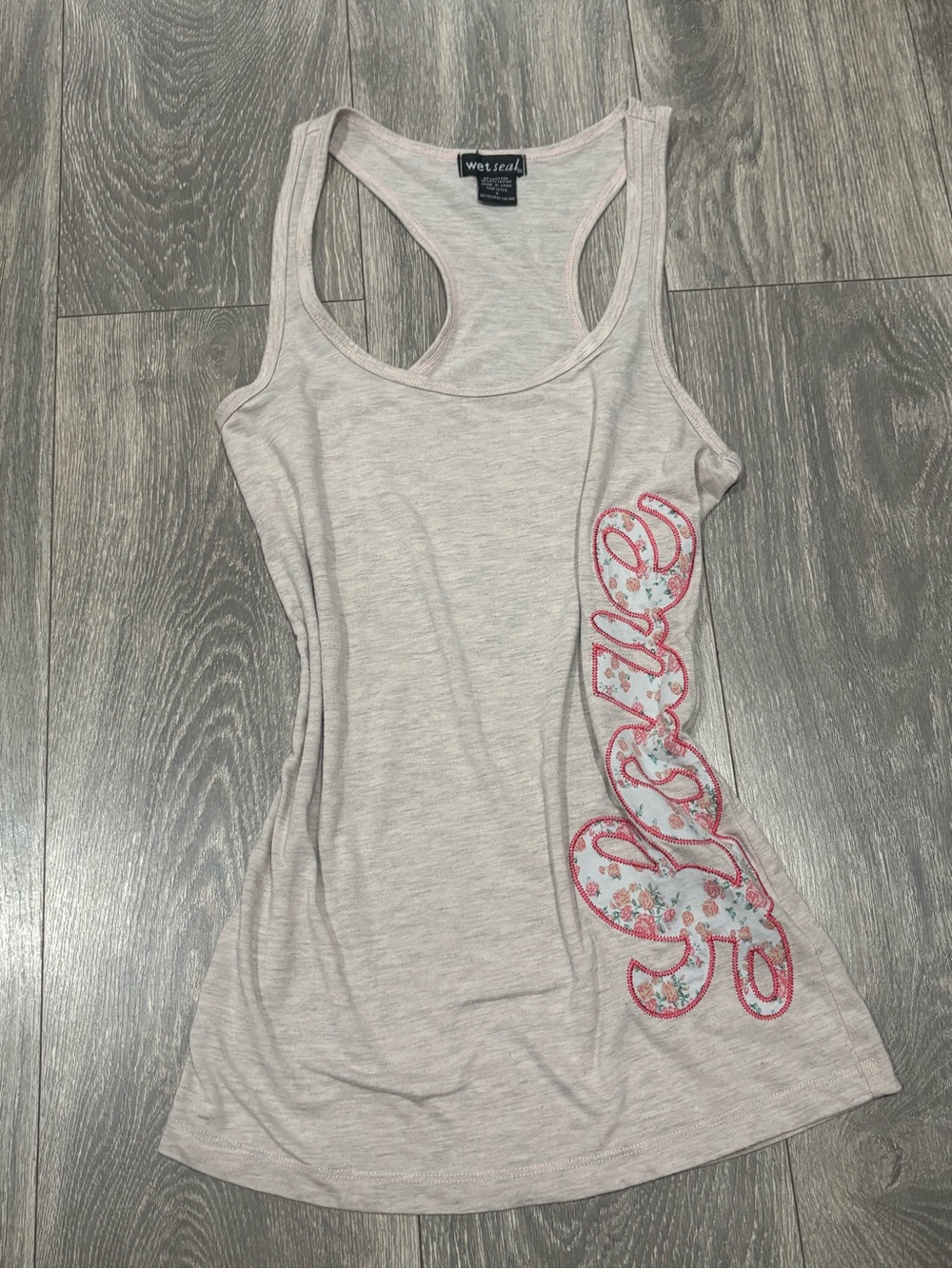 Vintage Wet Seal Women's Pink Racerback Graphic Tank Top